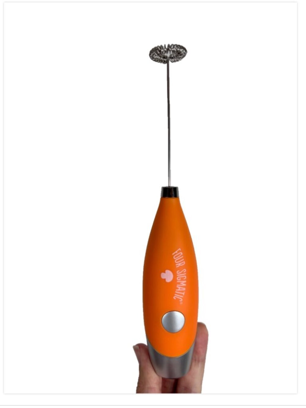 NEW NIB Four Sigmatic Milk Frother Wand Bamboo Storage Case Handheld Orange